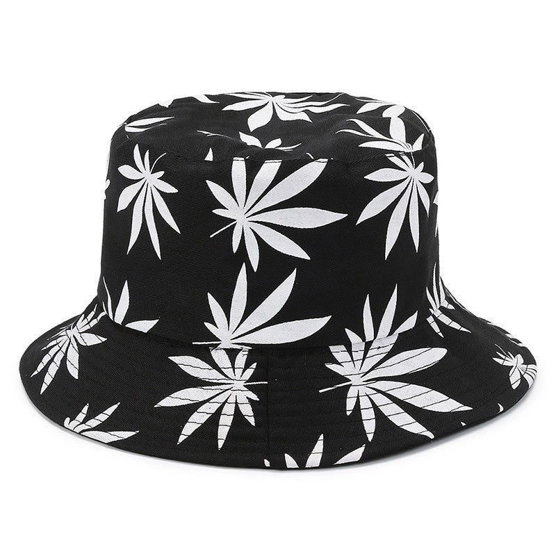 Women’s Minimalist Leaves Printing Wide Eaves Bucket Hat