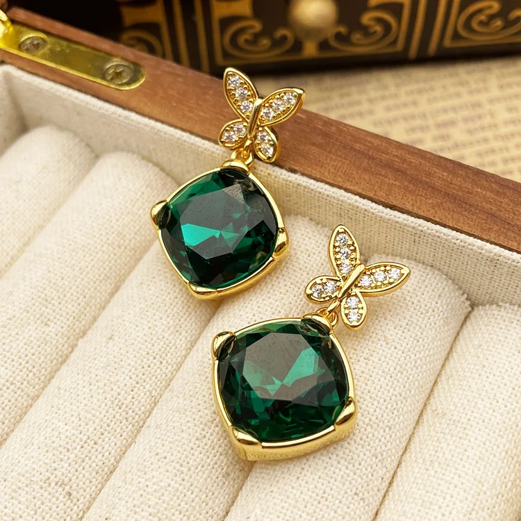Micro inlaid zirconia butterfly earrings