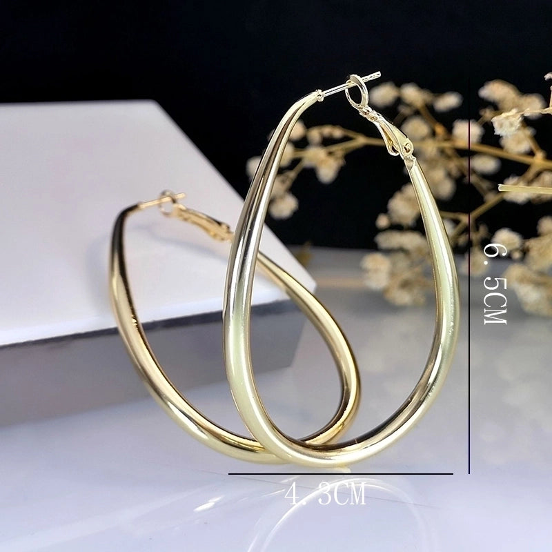 1 Pair Exaggerated Minimalist Oval Plating Copper Gold Plated Hoop Earrings