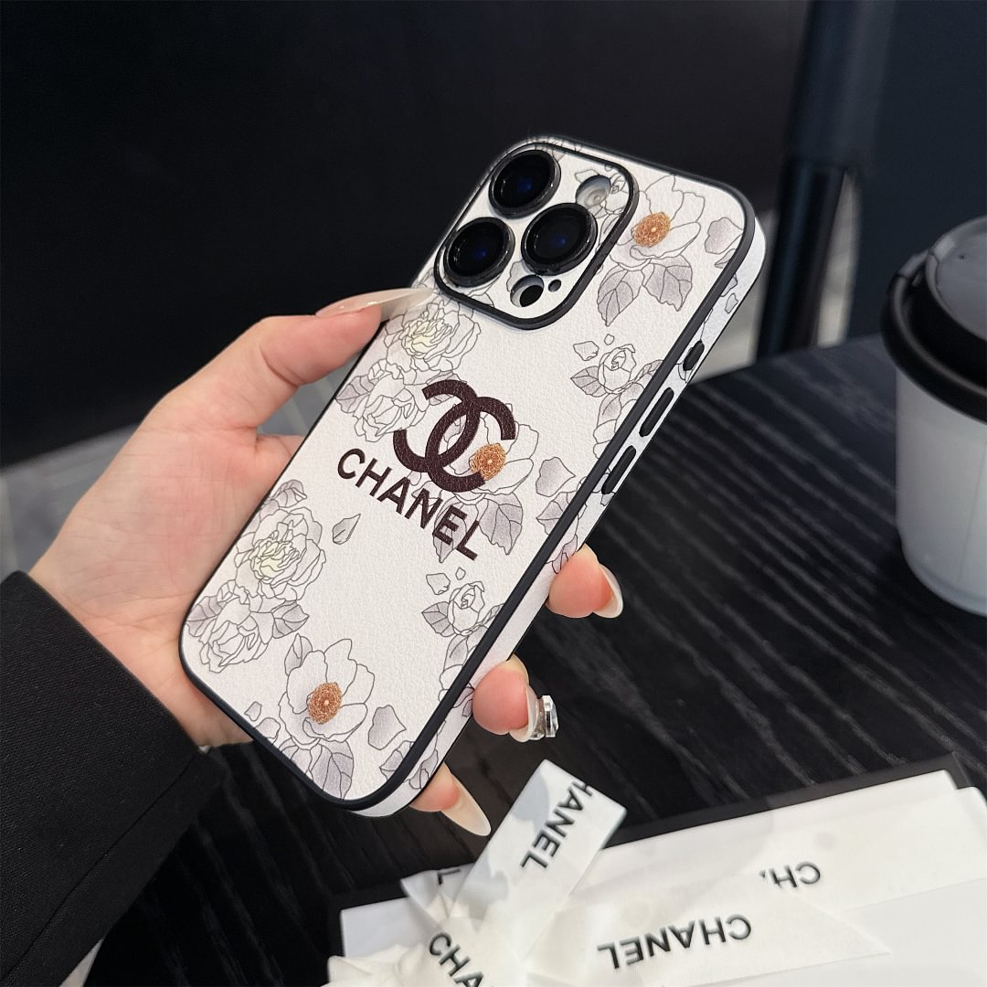 Exclusive Design Chanel Camellia Leather Apple iPhone Case