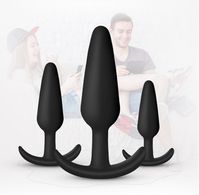 Baron - 3-piece Silicone Butt Plug Training Set &ndash; Soft Anal Plugs For Beginners To Advanced Users, Flared Base Prostate Toys By Rose Toy