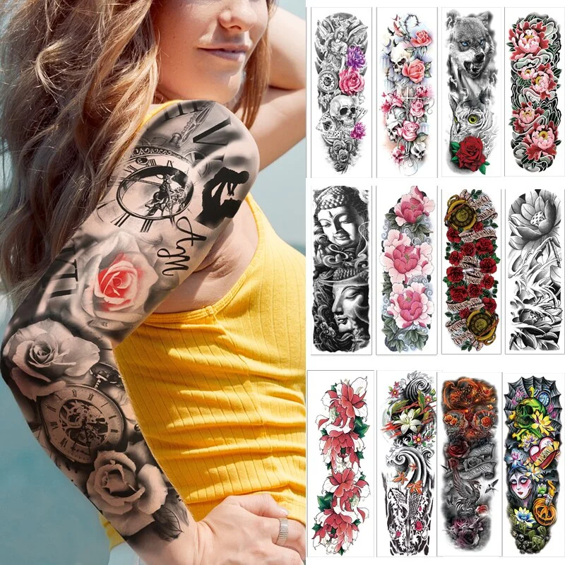 Temporary Fake Tattoo Butterfly For Woman Fashion Women Girl Temporary Paper Sticker Flower Fake Tattoo For Women Waterproof