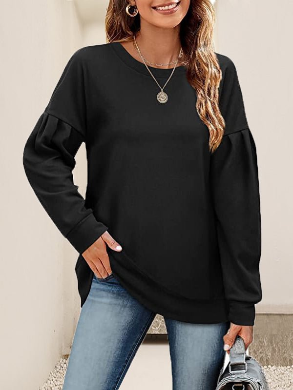 Women's Long Sleeve Scoop Neck Stitching Tops
