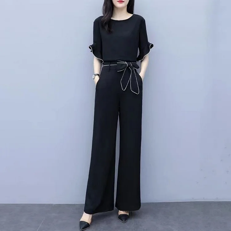 Elegant Commuter Ruffled Two Piece Set