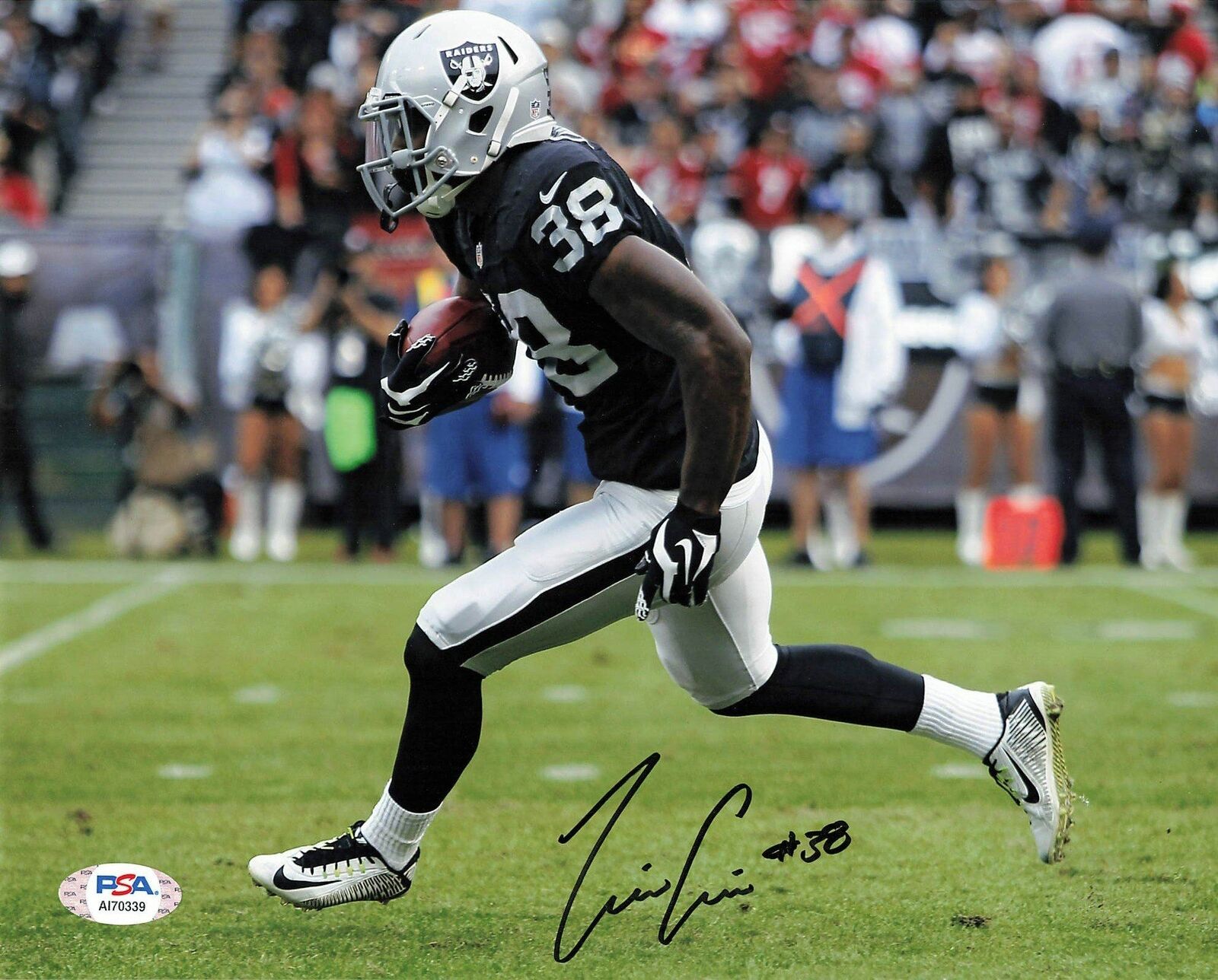 T.J. CARRIE signed 8x10 Photo Poster painting PSA/DNA Oakland Raiders Autographed