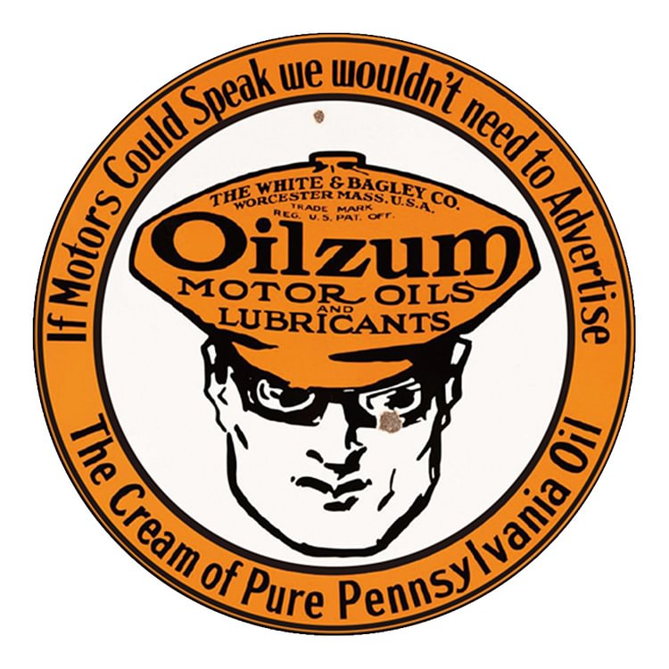 Oilzum Motor Oil - Round Vintage Tin Signs/Wooden Signs - 11.8x11.8in