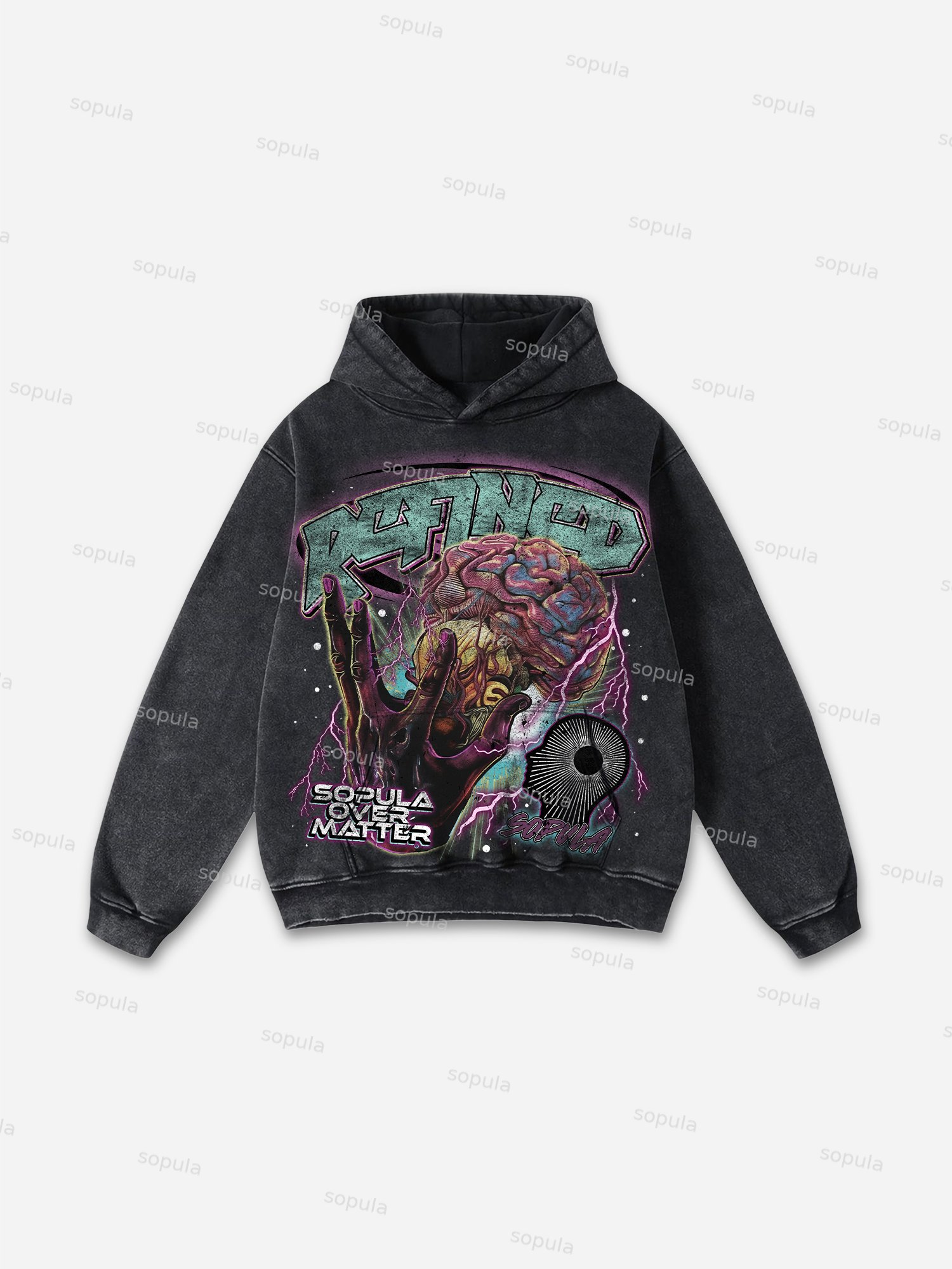 Men's Vintage Street Over Matter Graphic Washed Hoodie - SOPULA