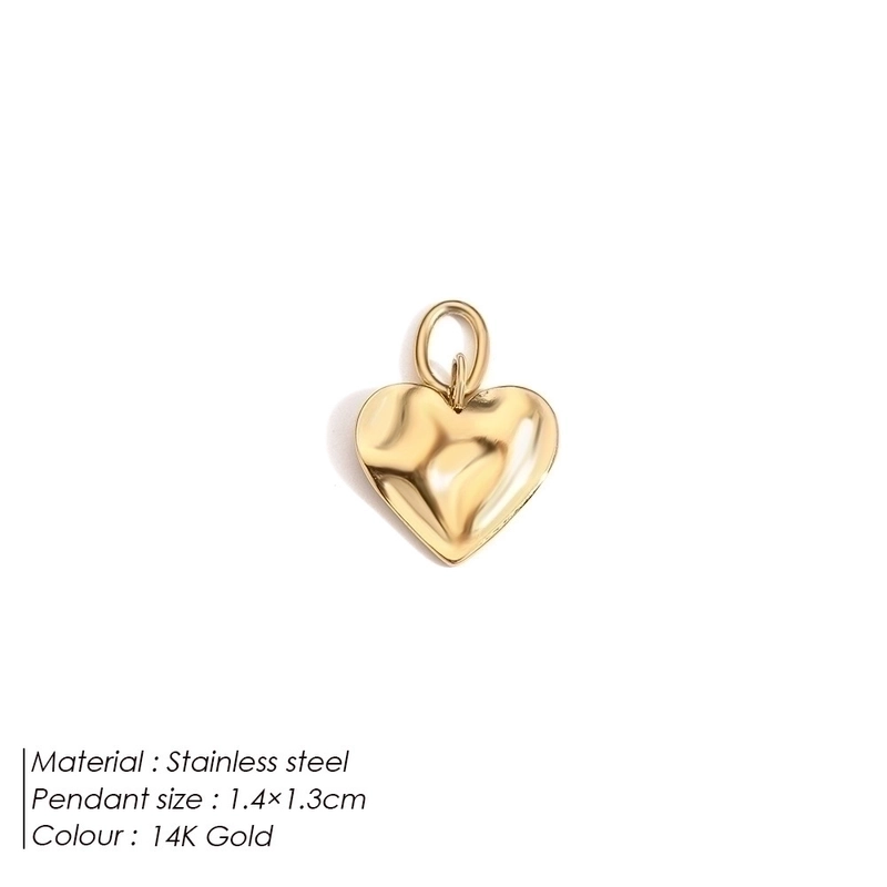 1 Piece 9*7mm 316 Stainless Steel 14K Gold Plated Heart Shape Polished Pendant