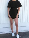 Hollow Short Sleeves Mini Dress