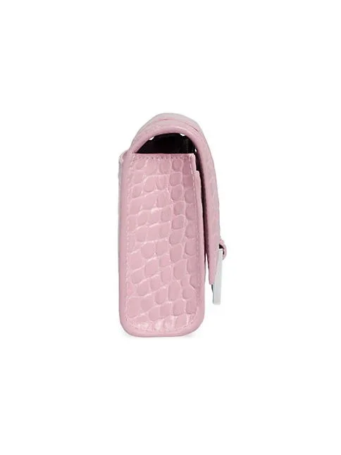 Balenciaga Hourglass Wallet With Chain Crocodile Embossed