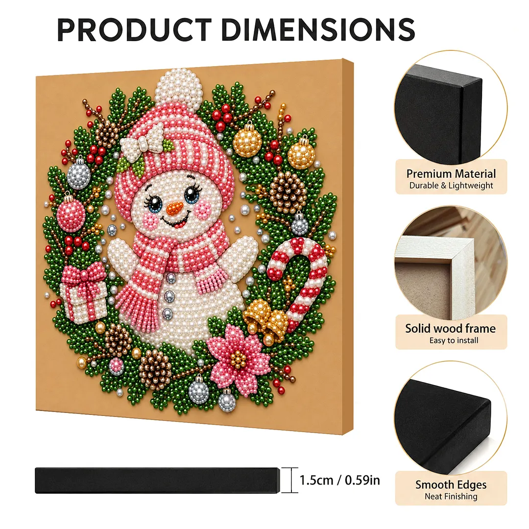 Framed Pearl Painting Kit Christmas Snowman 7.87x7.87in