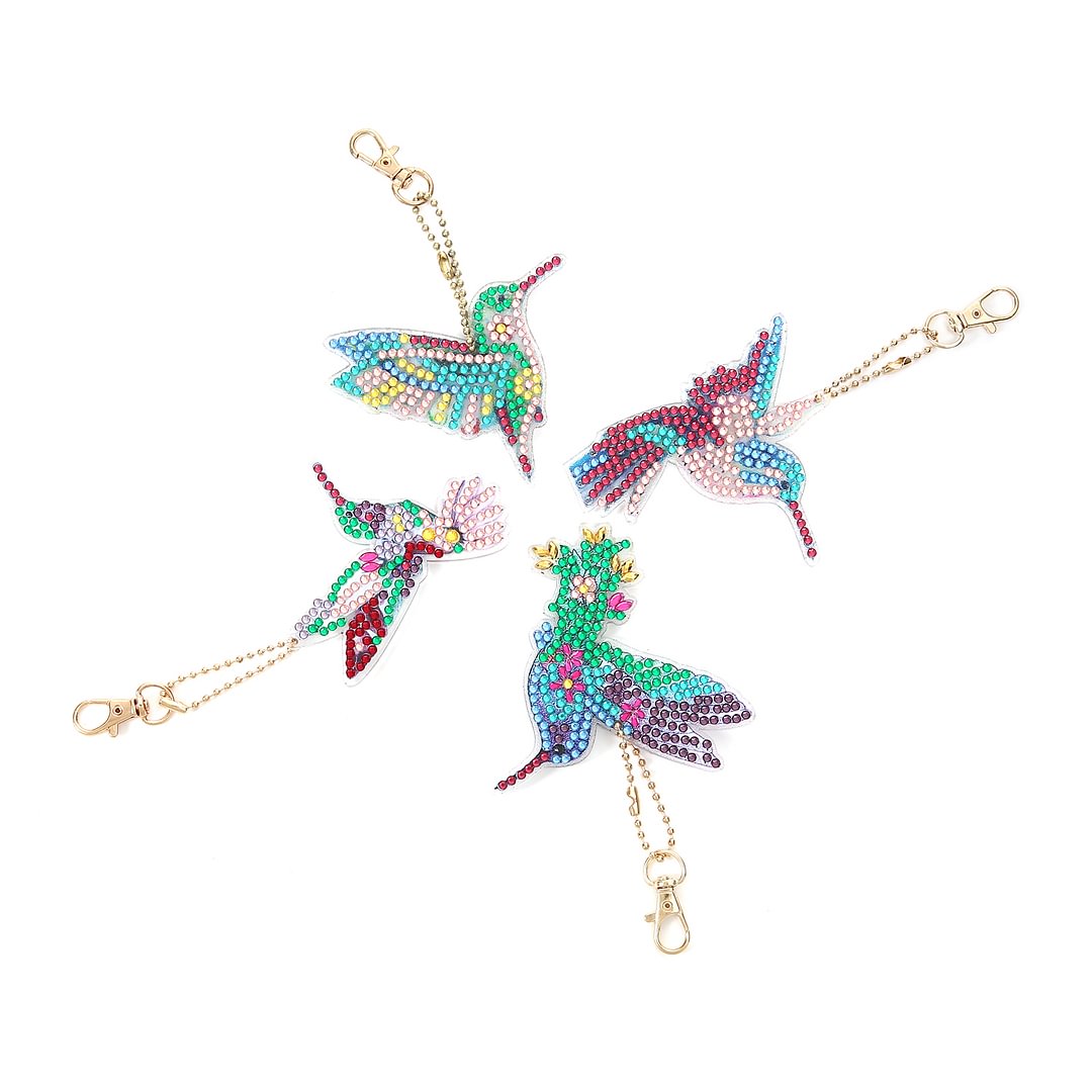4pcs DIY Diamond Painting Keychain - Hummingbird(Double Sided)