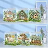 (US Local)6Pcs Easter House Diamond Painting Card Rhinestone Art Card for Party Favors
