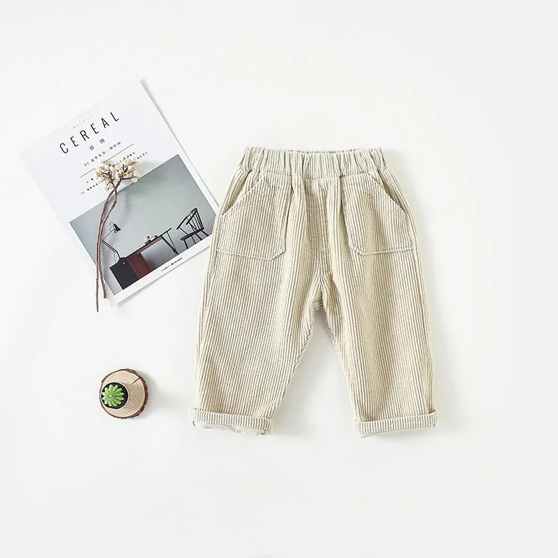 2022 Sping Kids Trousers Corduroy Boys Pants Solid Harem Pants Children Clothing Girls Warm Pants