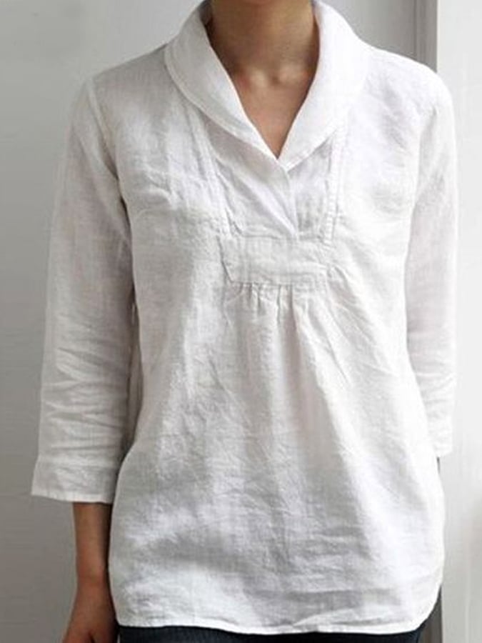 Women's Casual Elegant Design Collar Cotton Shirt
