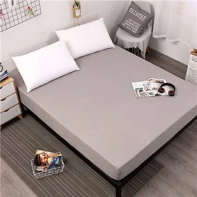 Solid Fitted Sheet With Elastic Band White Waterproof Bed Sheet Mattress Covers Bedsheet Queen Size Bed Sheets Set Hot Bed Linen