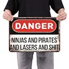 Danger Ninjas And Pirates And Laser And - Vintage Metal Signs - 20*30cm/30*40cm - Warning