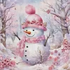 Winter Pink Snowman - 11CT Stamped Cross Stitch 40*40cm