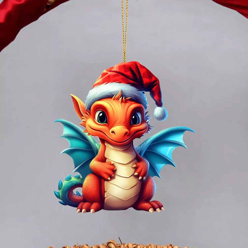 Statue Of Baby Dragon Acrylic Handmake Dinosaur Figurines Cartoon (Orange)