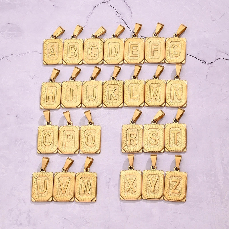 1 Pc/Package 27x17mm 10x5mm 304 Stainless Steel 18K Gold Plated Letter Simple Polished Pendant Jewelry Accessories