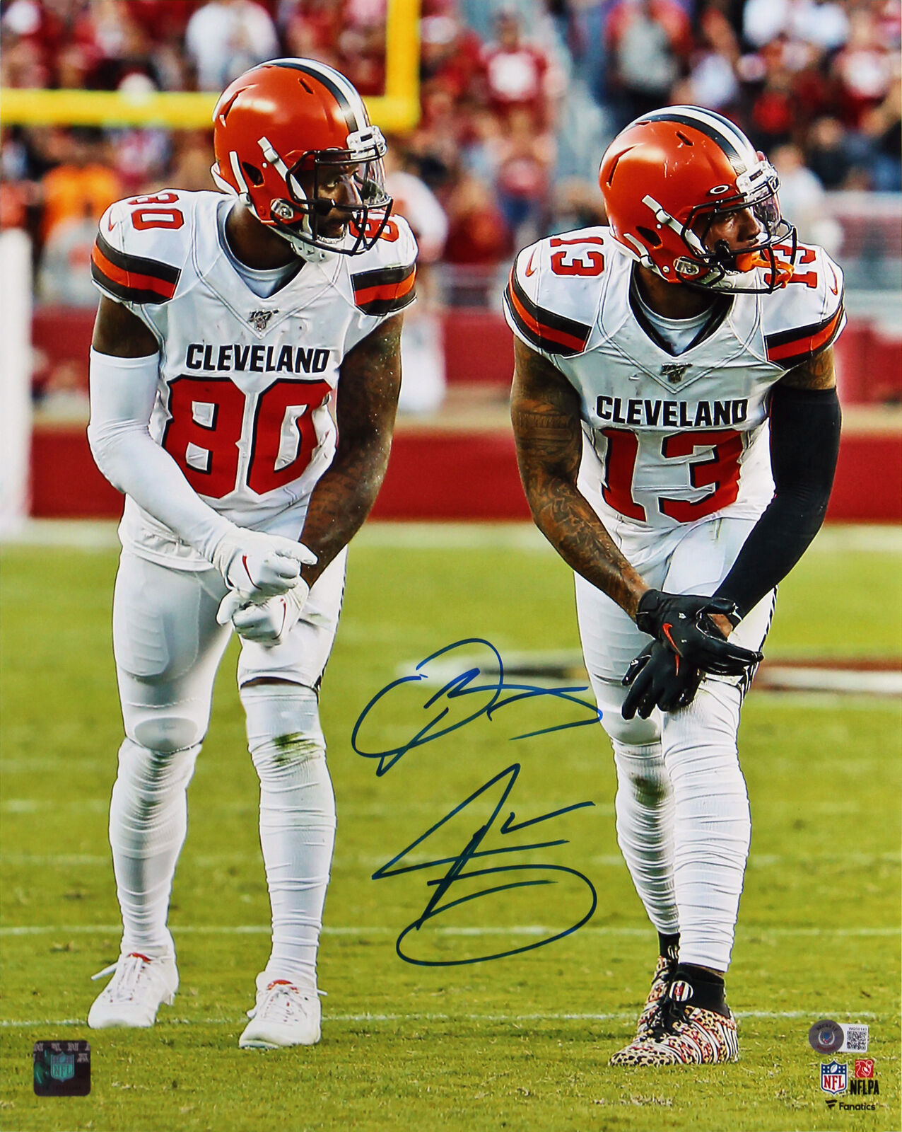 Browns Odell Beckham Jr. & Jarvis Landry Signed 16x20 Vertical Photo Poster painting BAS Witness