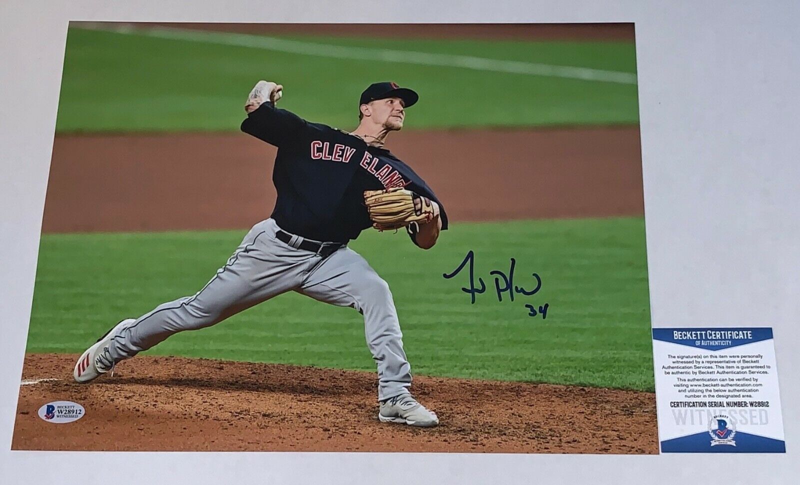 Zach Plesac signed Cleveland Indians 11x14 Photo Poster painting #8 Beckett Witnessed