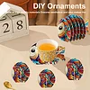 Fish 5D-DIY-Tiermuster-Diamantbemalungsuntersetzer mit Halter f&uuml;r zu Hause
