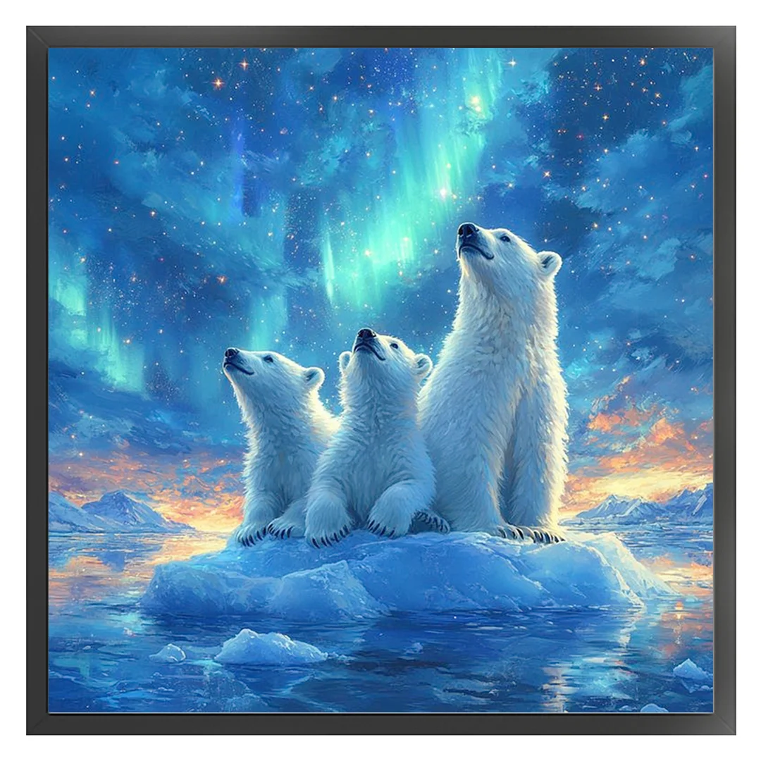 Polar Bear Full 11CT DIY Stamped Cross Stitch Kits for Adults Home Decor 45x45cm