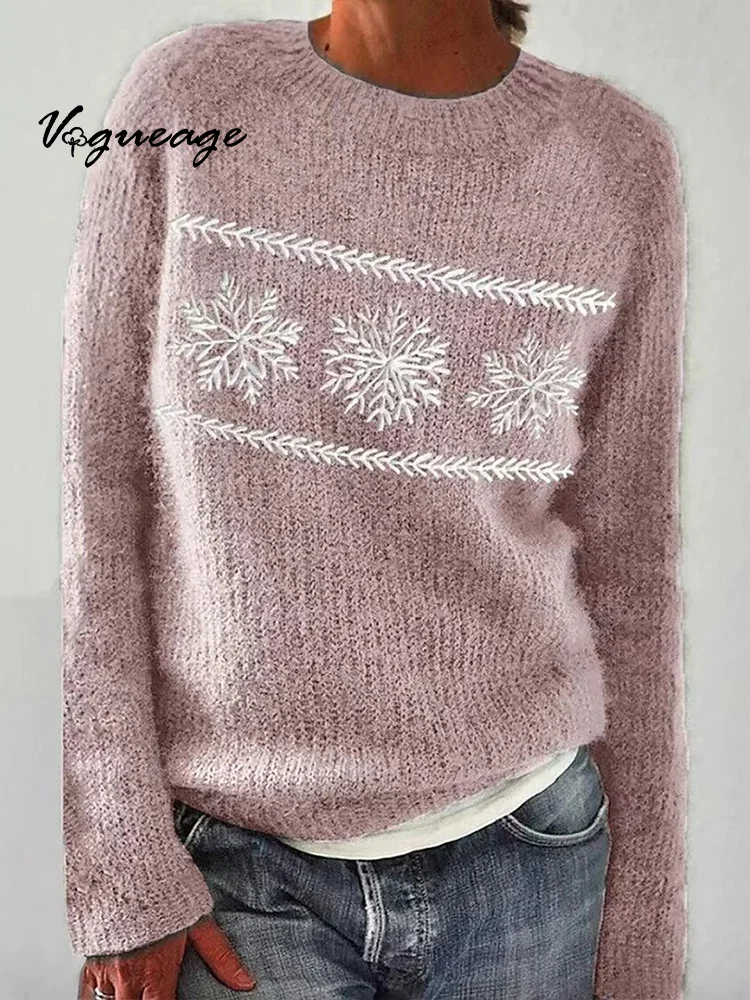 Simple Pattern Loose Fashion Pullover Knitted Sweater
