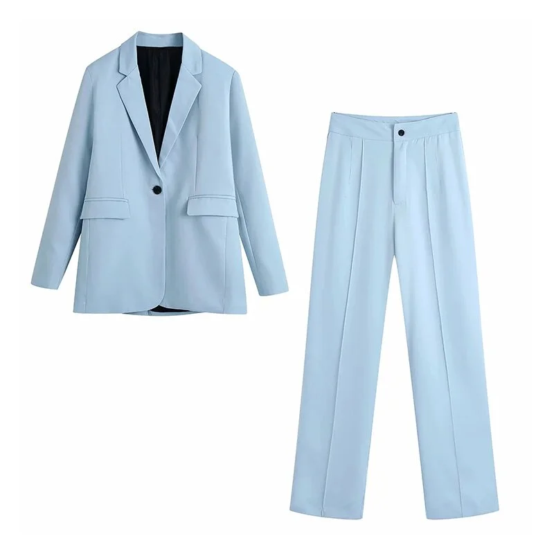 Za Women's Suit Vintage Trouser Suits Female Sets Woman 2 Pieces Pantsuit Women's Office Suit Elegant Formal Blazers Pants Sets