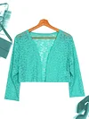 Fashionable Solid Color Lace Cardigan Top - Delicate Open Front, Sheer Three-Quarter Sleeves, Perfect for Everyday Chic Style - A Feminine & Lightweight Wardrobe Staple for Women