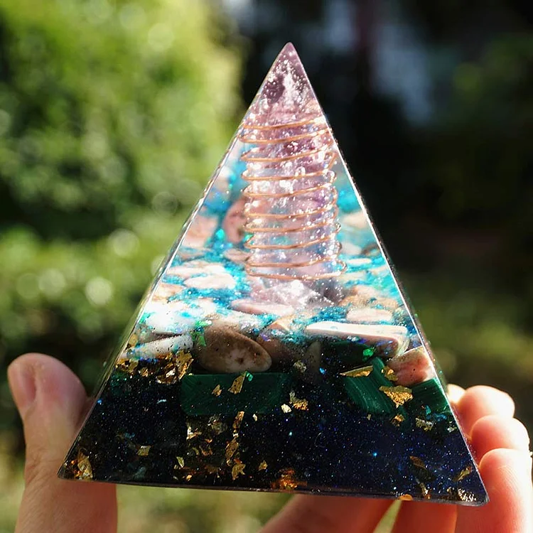 Amethyst Pillar With Rhodonite Orgone Pyramid 