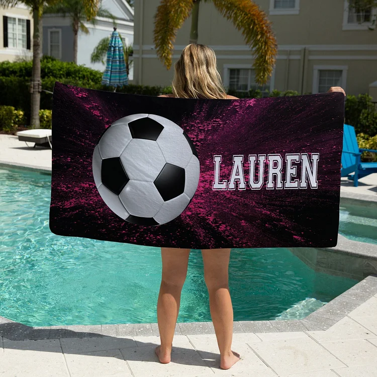 Soccer Beach Towel, Soccer Birthday, Personalized Pool Towel For Kids, Custom Coach Gifts Soccer | DYTowel 560