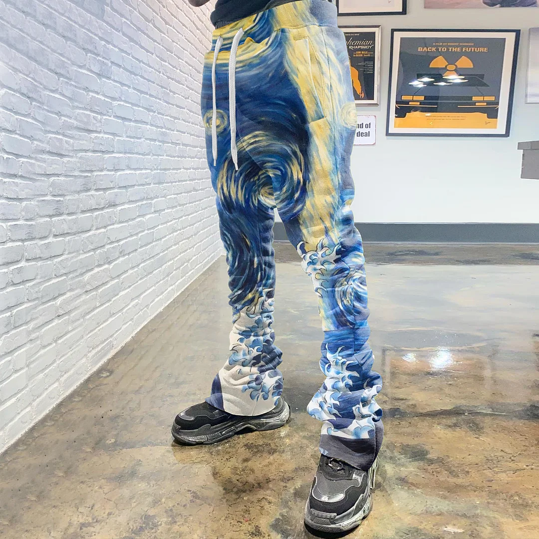 Vintage Starry Night Sport Flared Pants