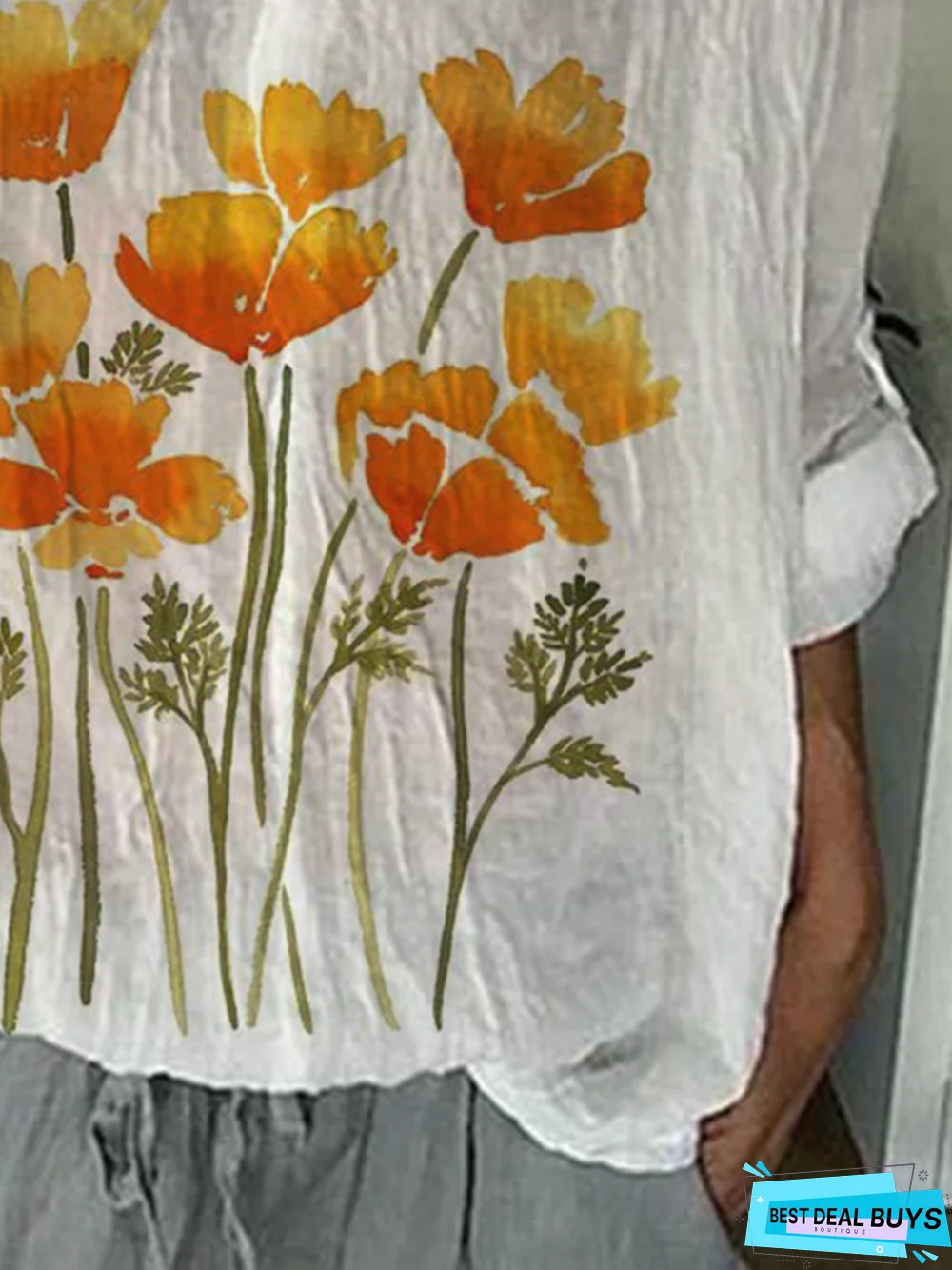 Floral-Print Shift Vintage Tops