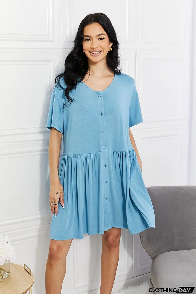 Yelete Full Size Oh Sweet Spring Button Up Flare Dress