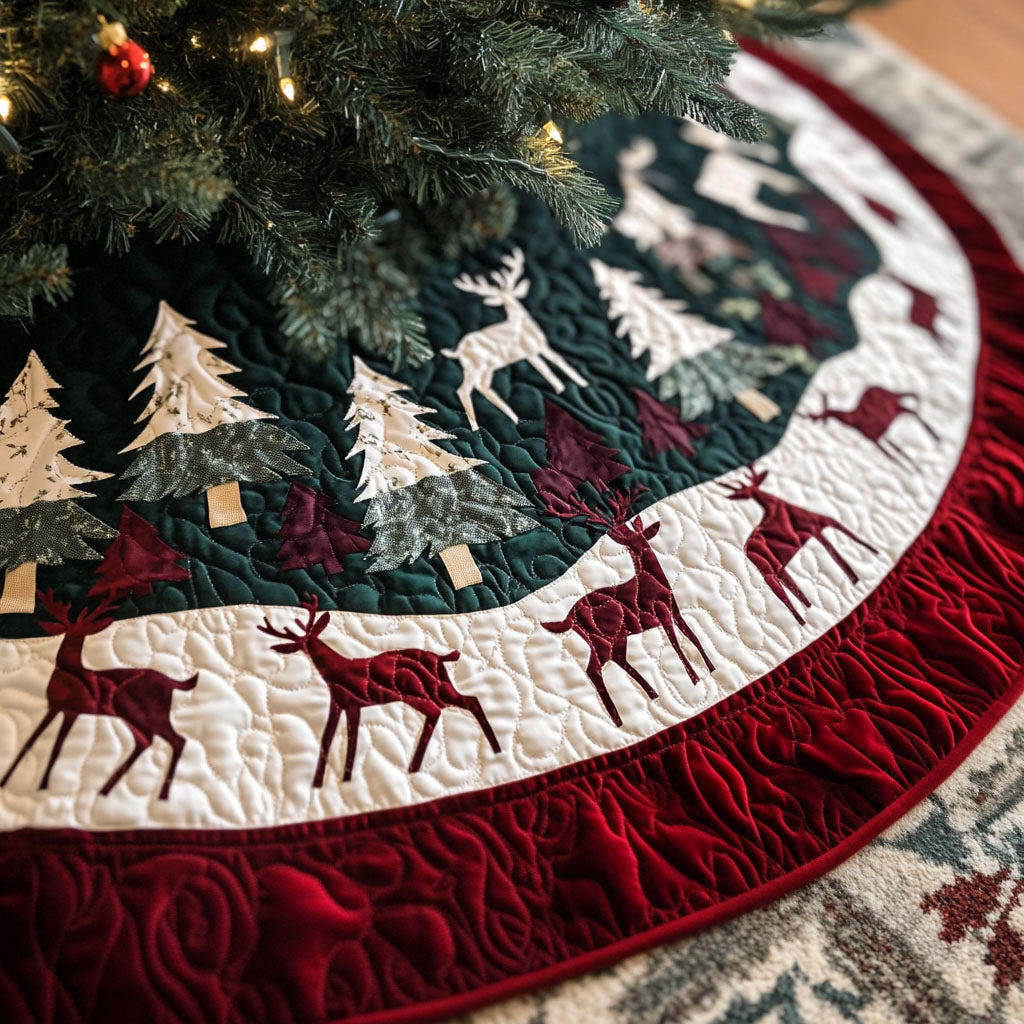 Evergreen Trails Quilted Christmas Tree Skirt NCU0PT2375