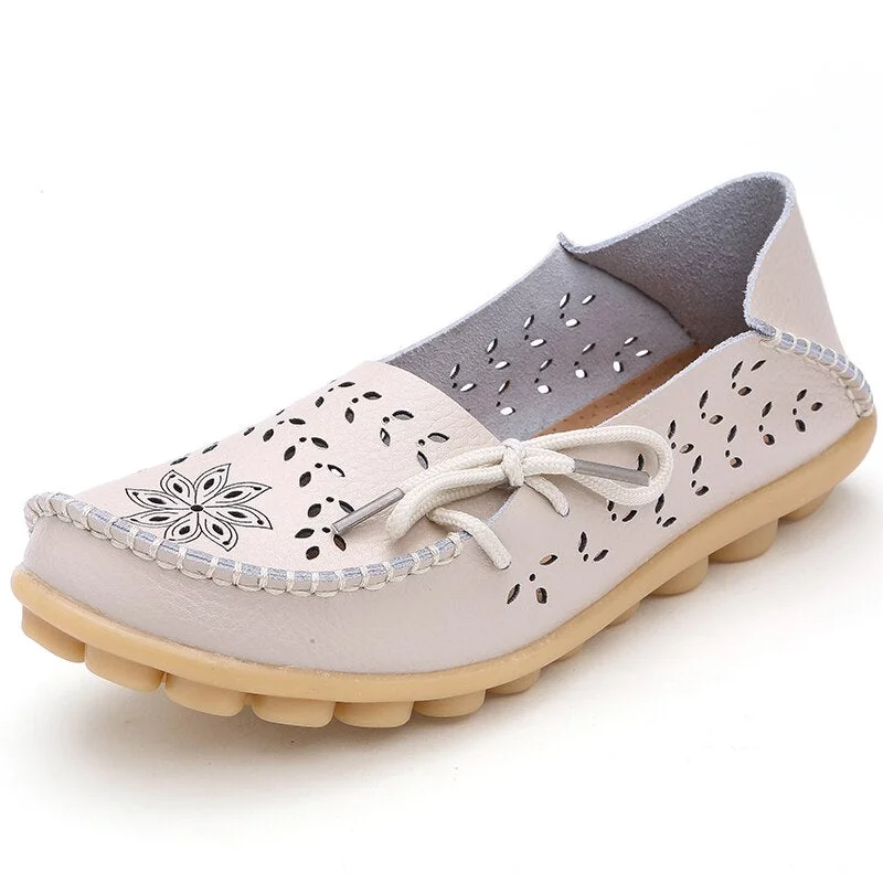 Women Shoes Genuine Cow Leather Soft Comfy Ladies Flat Shoes Outdoor Candy Colors Ballet Women Footwear Lace-Up Zapatos Mujer