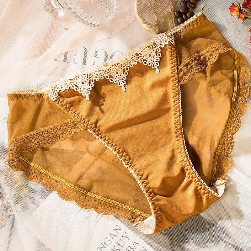 Sexy Lace Panties Women's Underwear Court Traceless Comfort Briefs Mid Waist Seamless Underpants Female Sexy Lingerie