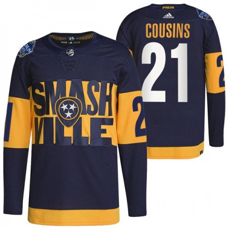 Men's Nashville Predators #21 Nick Cousins 2022 Navy Stadium Series  Player Stitched Jersey