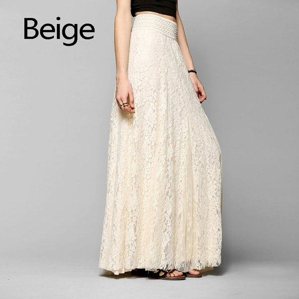 Women Summer Maxi Lace Long Full Boho Skirt Wedding Beach Dress Fashion S-XL - Life is Beautiful for You - SheChoic