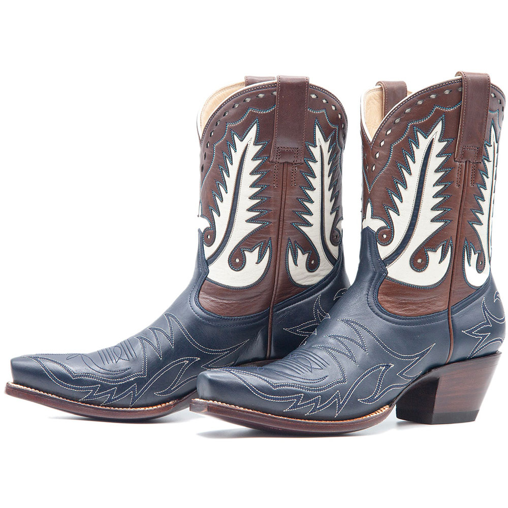 Multicolor Patchwork Embroidered Snip Toe Pull-On Cowgirl Ankle Boots Nicepairs