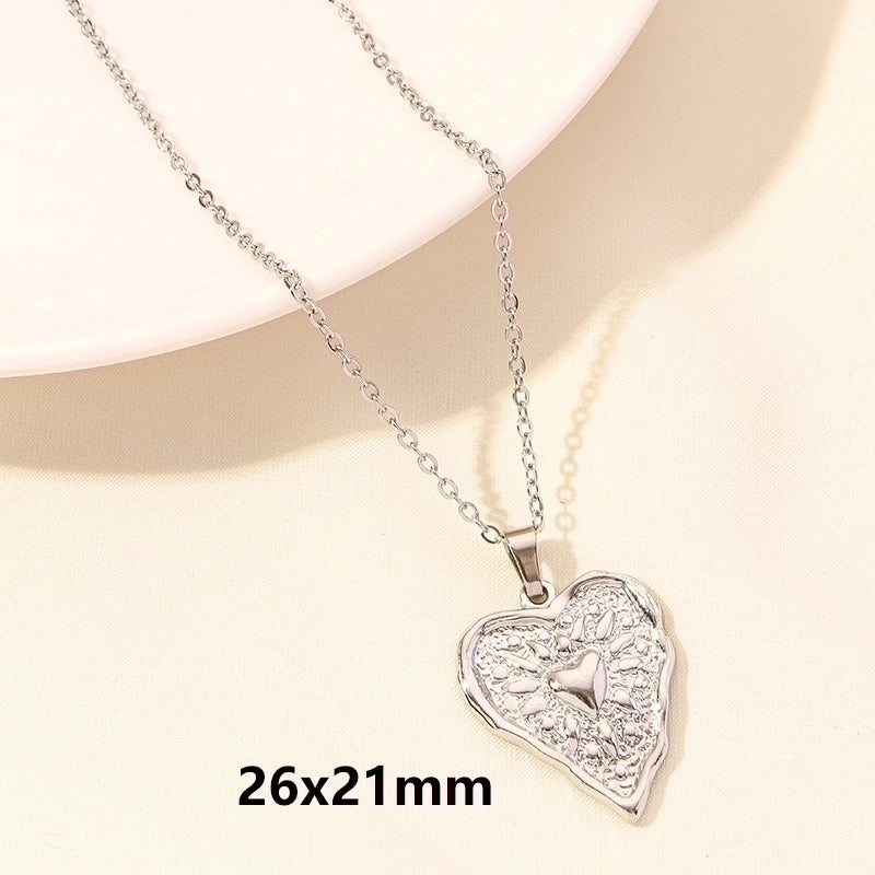 Elegant Minimalist Heart Shape 304 Stainless Steel 18K Gold Plated Plating Hollow Out Pendant Necklace
