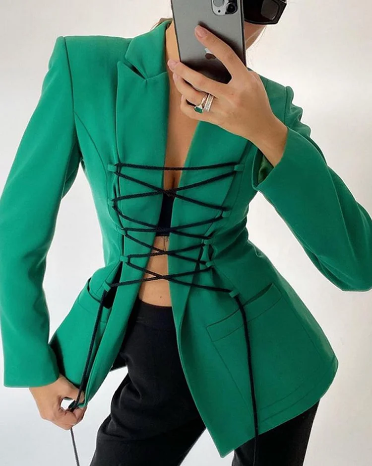 Drawstring suit jacket