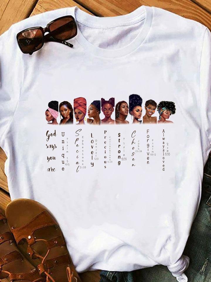 Women Feminism Black Queen Pattern Short-sleeved T-shirt