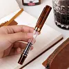 Brown transparent sand brown large-capacity piston inking pen for business office writing and calligraphy practice