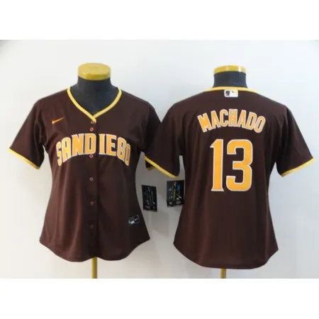 Women's San Diego Padres #13 Manny Machado Brown Cool Base Stitched MLB Jersey(Run Small) CPQ2