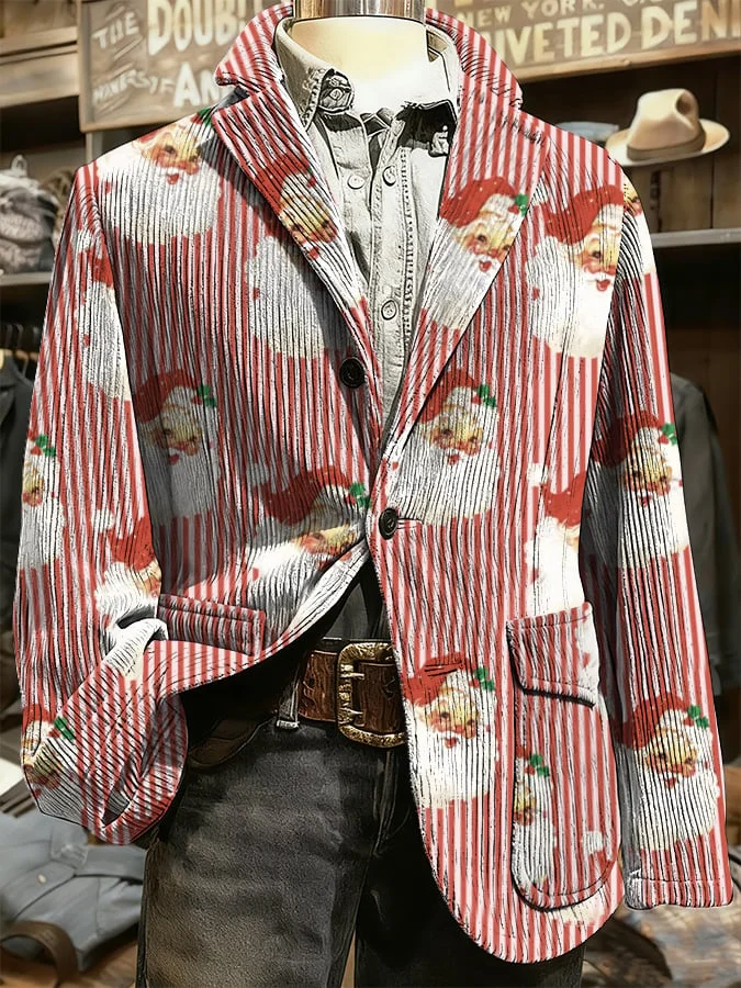 Men's Christmas Art Design Print Casual Coat 