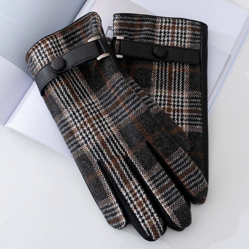Men's Business Retro Plaid Gloves 1 Set