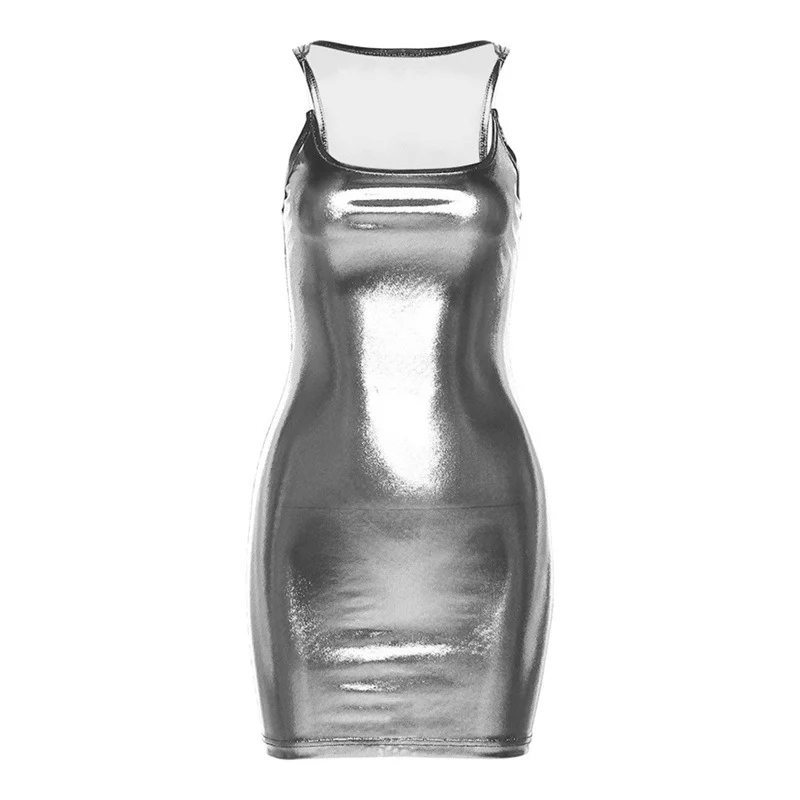 Uveng 2024 Summer New Women's Pure Color Repair Height Waist Street Fashion U Tie Dress